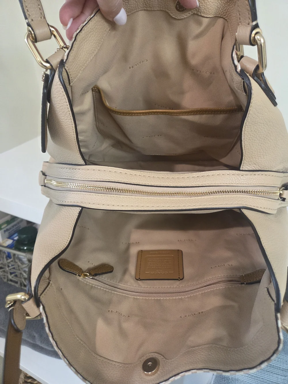 Coach Edie 31 Woven And Leather Shoulder Bag